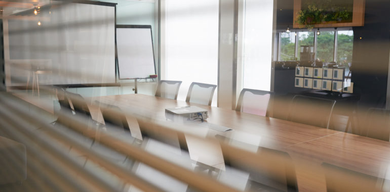 Meeting room Empty meeting room with big long table